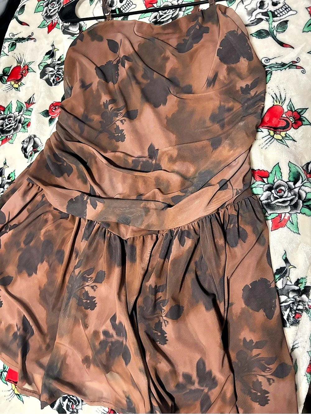 Madden NYC Floral Mini Dress Brown & Black XL Like New